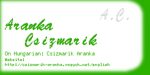 aranka csizmarik business card